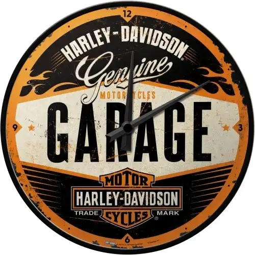 Nostalgic Art 30cm Harley-Davidson Garage Quartz Battery Operated Wall Clock