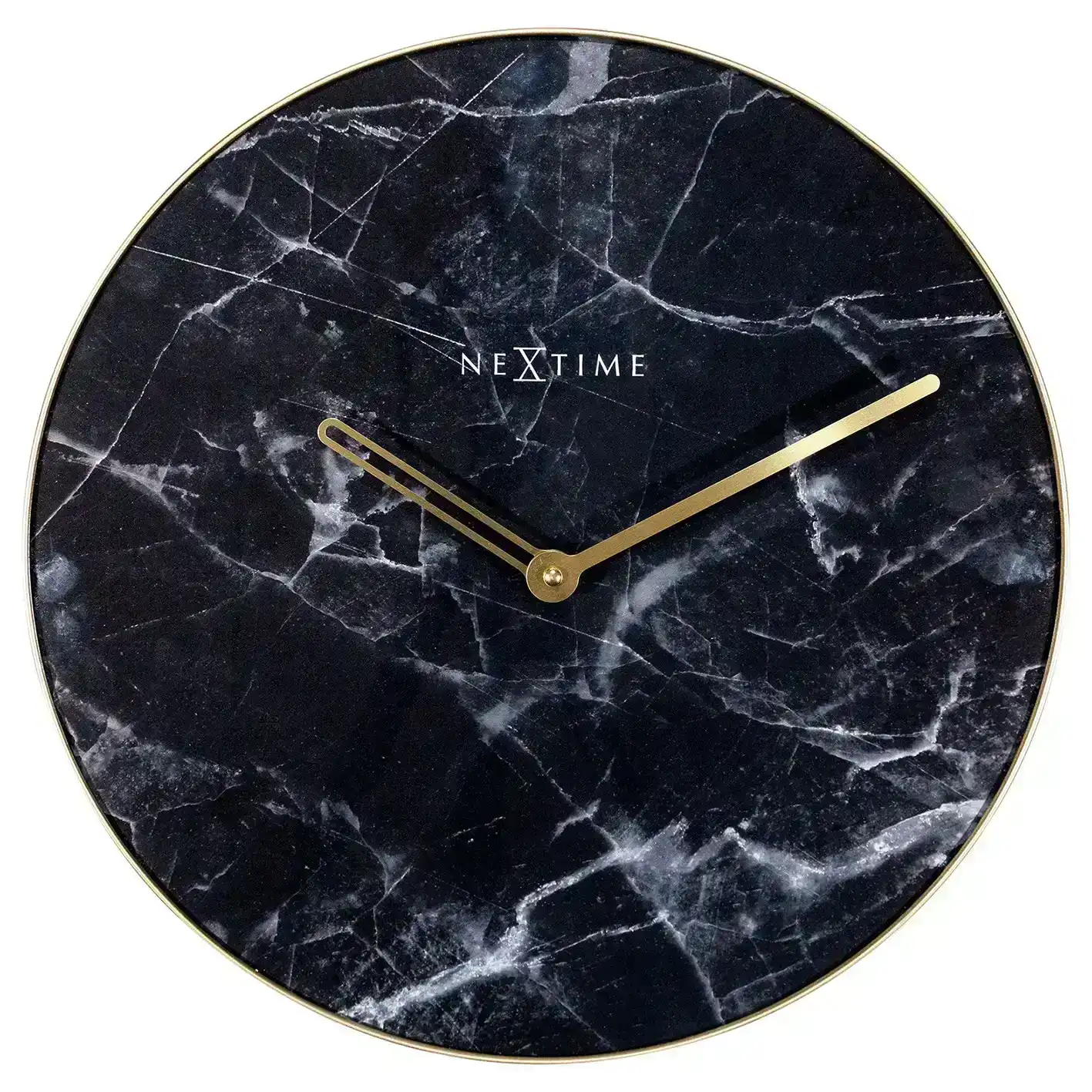 NeXtime 40cm Marble Silent Analogue Round Wall Clock Home/Office Decor Black