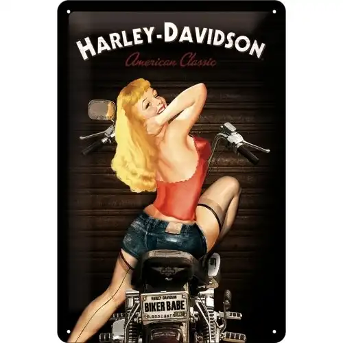 Nostalgic Art 20x30cm Metal Wall Hanging Sign Harley Davidson Biker Babe Decor