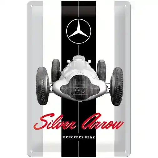 Nostalgic Art 20x30cm Medium Metal Wall Hanging Sign Mercedes-Benz Silver Arrow