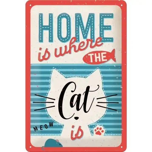 Nostalgic Art 20x30cm Metal Wall Hanging Sign Home is Where the Cat is Decor