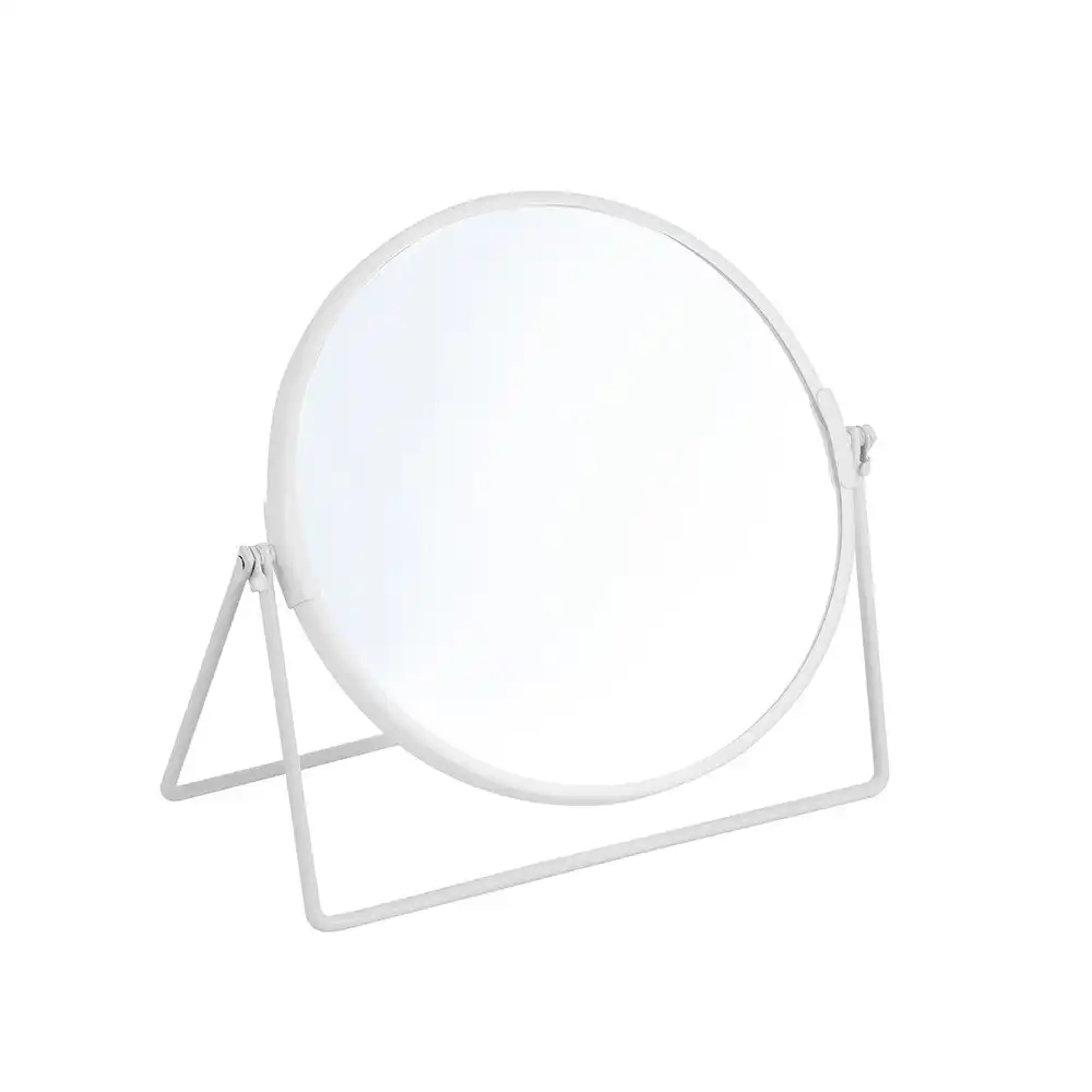 Box Sweden Bano 19.5cm Double Side Cosmetic Mirror On Stand Bathroom Vanity WHT