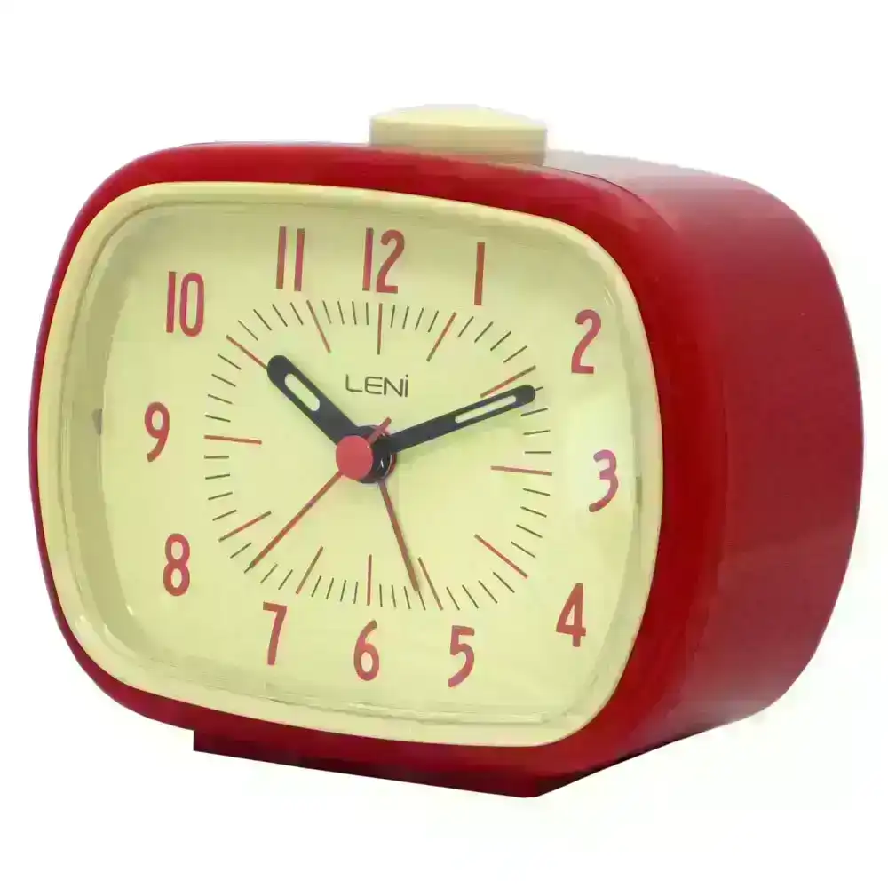 Leni 11cm Retro Analogue Bedside Table Alarm Clock Desk/Desktop Home Decor Red