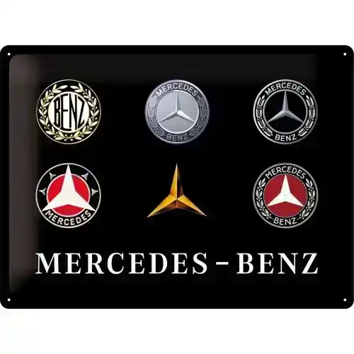 Nostalgic Art Mercedes-Benz Logo Evolution 30x40cm Large Metal Sign Wall Decor