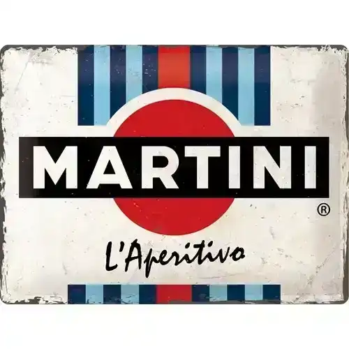 Nostalgic Art Martini L'Aperitivo Racing Stripes 30x40cm Large Sign Wall Decor
