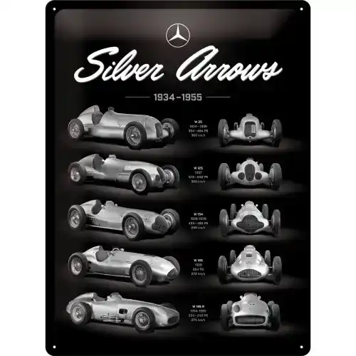 Nostalgic Art Mercedes-Benz Silver Arrows Chart 30x40cm Large Sign Wall Decor