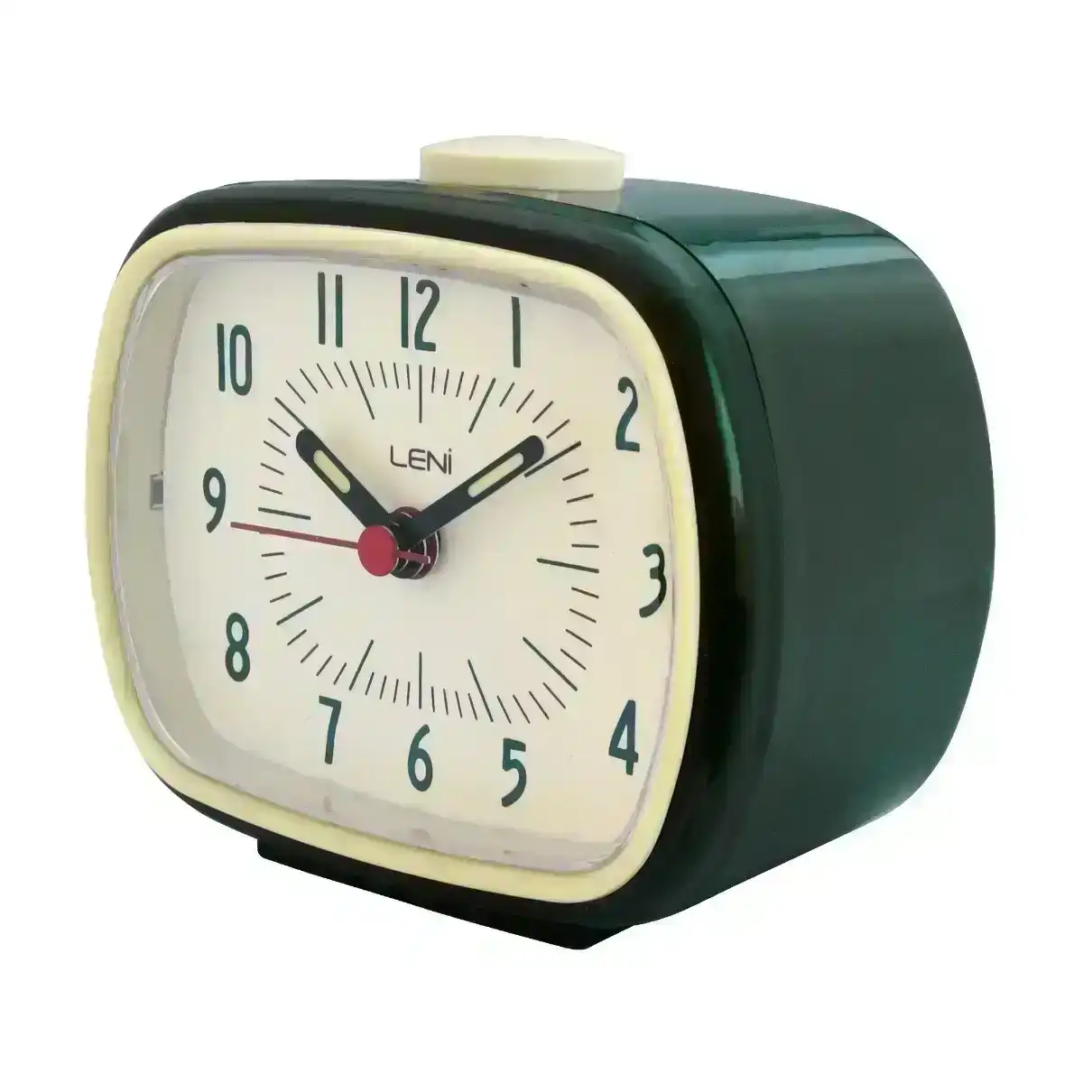 Leni Retro Analogue Alarm Clock Glow in the Dark Home/Room Decor Olive Green