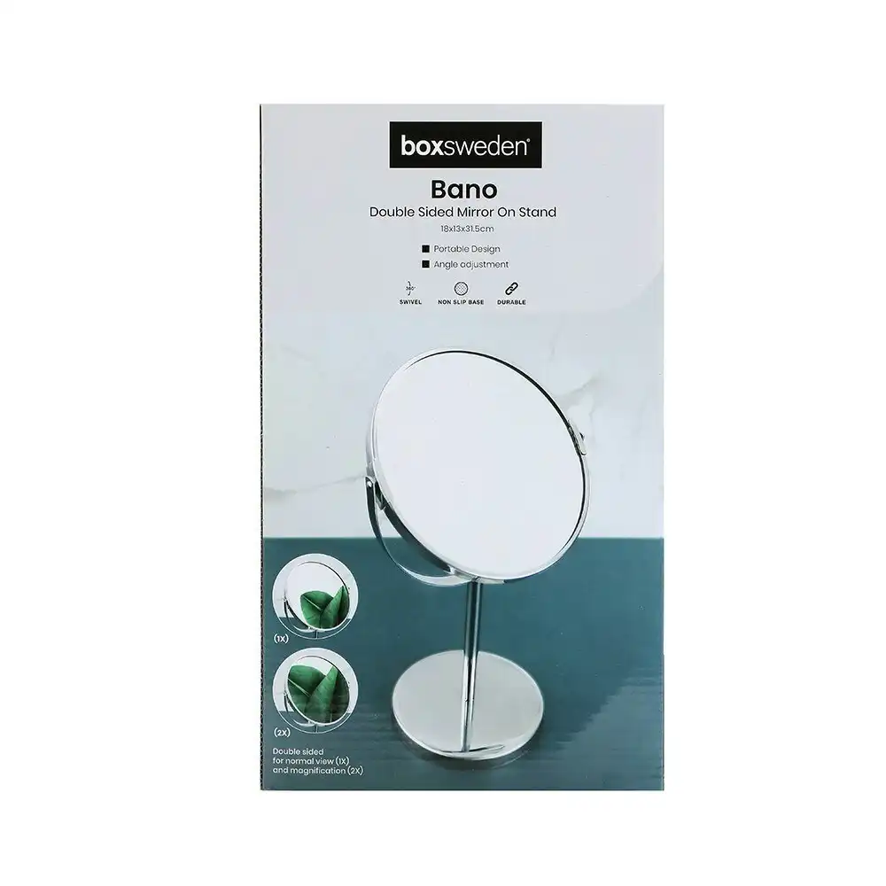 Boxsweden Bano 31.5cm Double Side Cosmetic Mirror Standing Bath Vanity Chrome