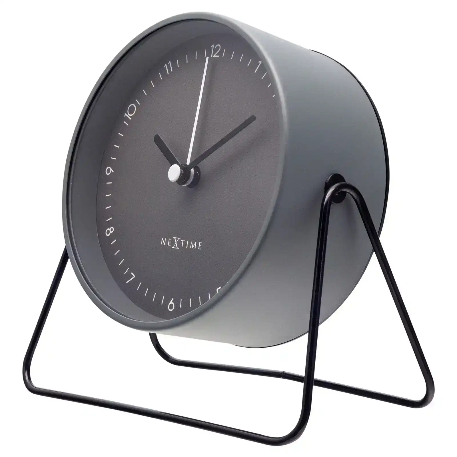 NeXtime Berlin Metal 14x13cm Analogue Table/Desk Alarm Clock w/ Night Light Grey