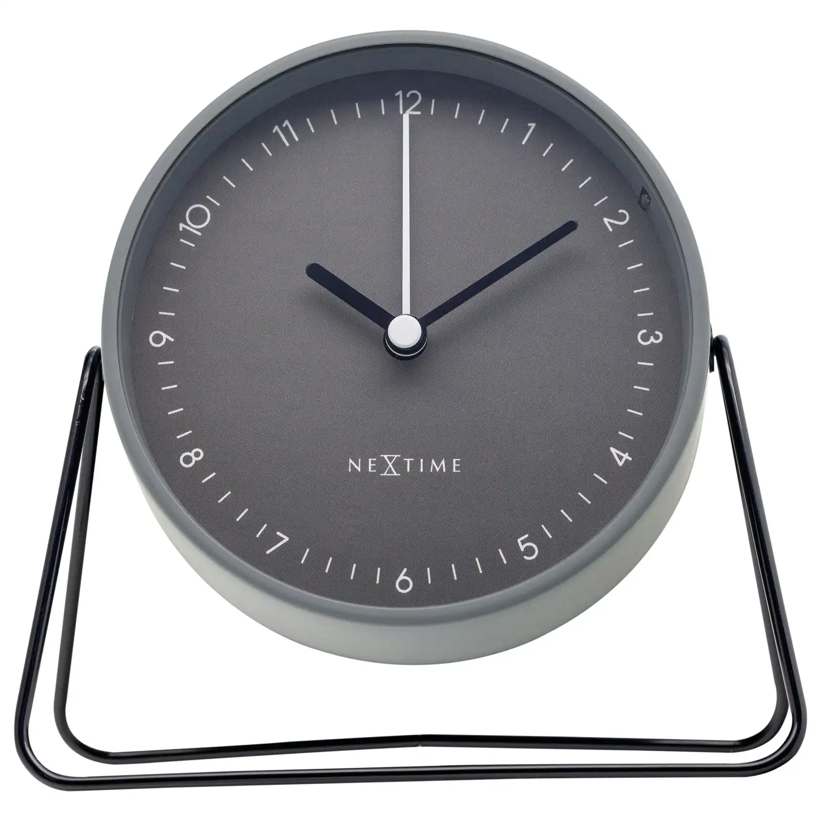 NeXtime Berlin Metal 14x13cm Analogue Table/Desk Alarm Clock w/ Night Light Grey