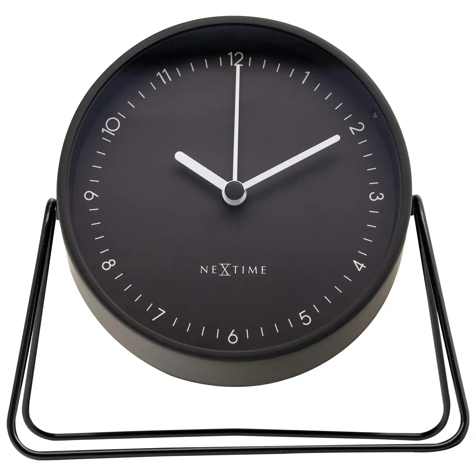 NeXtime Berlin Metal 14x13cm Analogue Table/Desk Alarm Clock w/Night Light Black