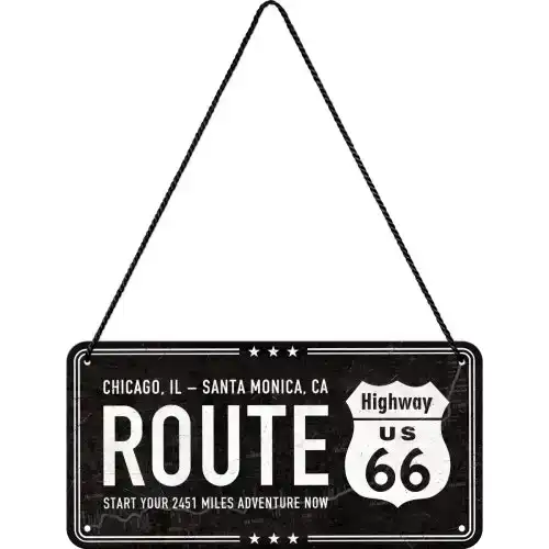 Nostalgic Art Metal 10x20cm Wall Hanging Sign Route 66 Black Home/Office Decor
