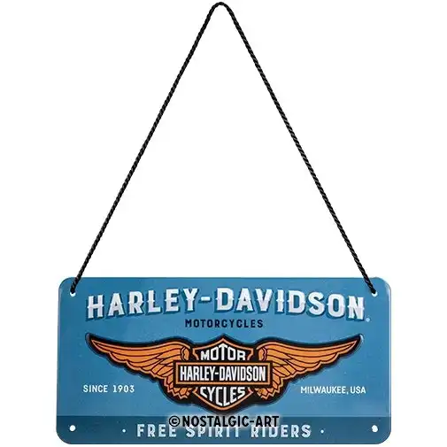 Nostalgic Art Metal 10x20cm Wall Hanging Sign Harley-Davidson Logo Blue Decor