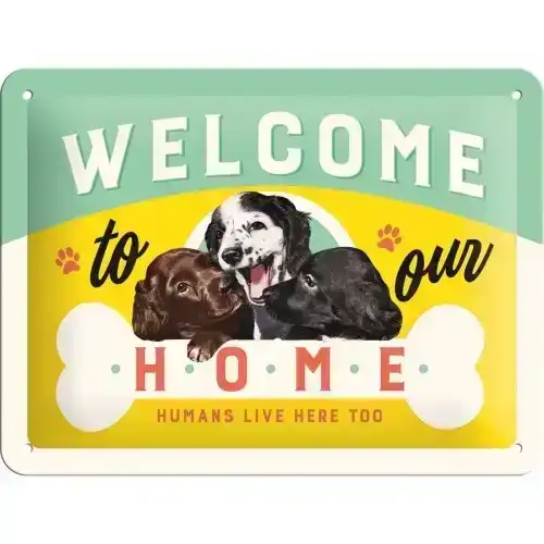 Nostalgic Art 15x20cm Small Wall Hanging Metal Sign Welcome Puppies Home Decor