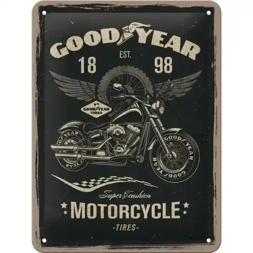 Nostalgic Art 15x20cm Small Wall Hanging Metal Sign Goodyear Motorcycle Decor