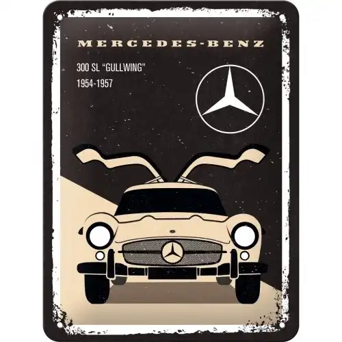 Nostalgic Art 15x20cm Small Wall Hanging Metal Sign Mercedes-Benz 300SL Beige