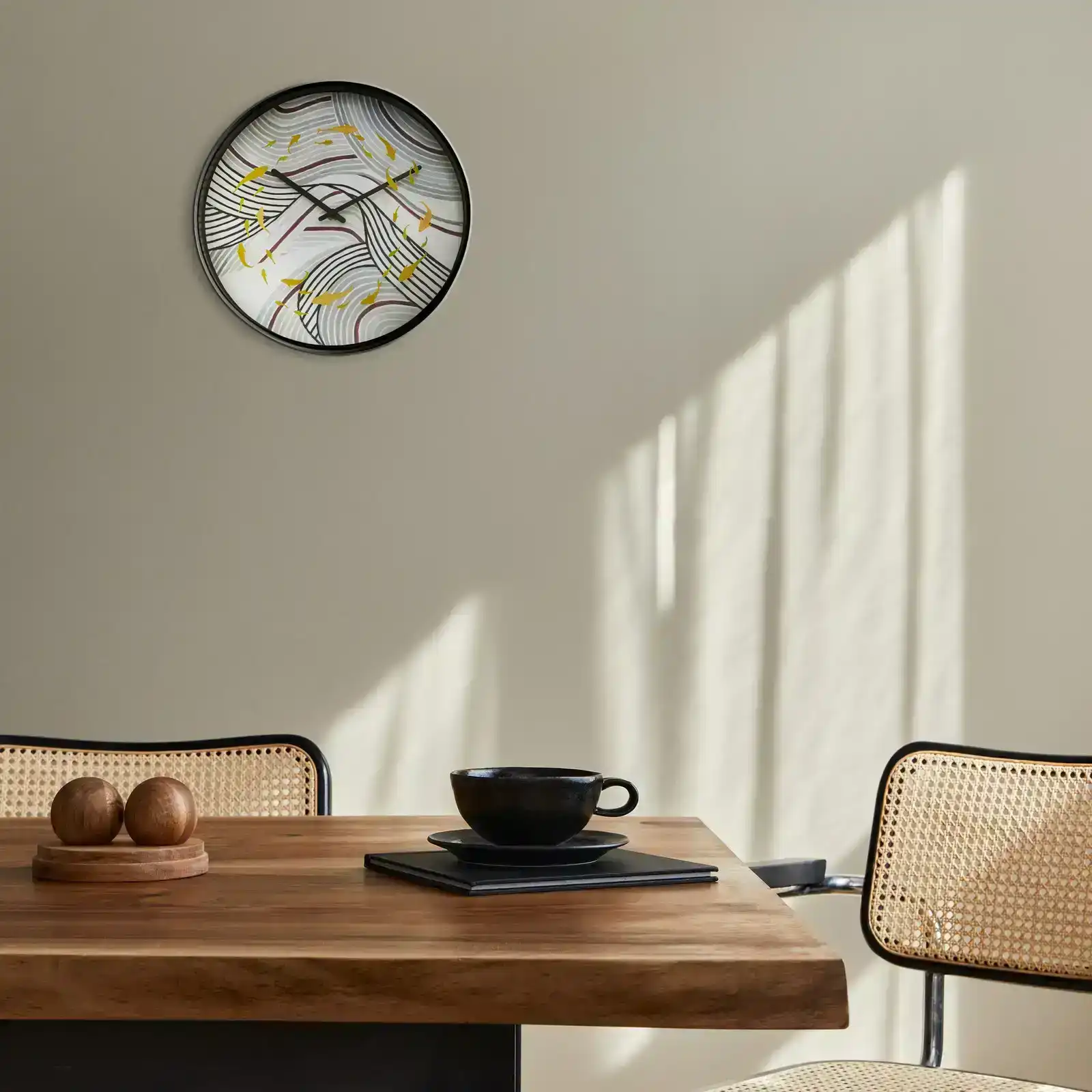 NeXtime Koi Plastic Analogue 30cm Hanging Wall Clock Decor Silent Sweep Grey