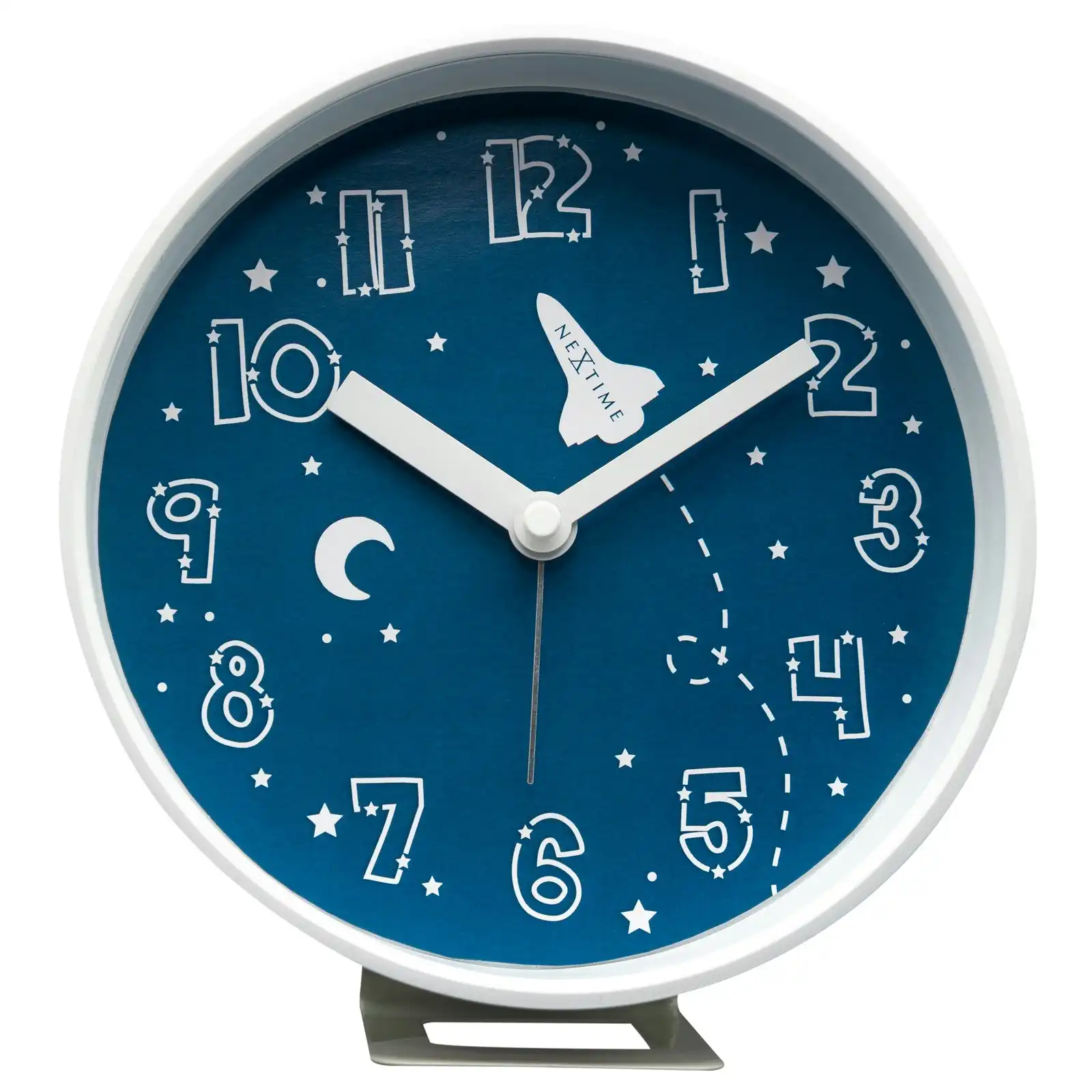NeXtime Rocket Plastic 12.5x13cm Analogue Alarm Clock Silent w/ Night Light Blue