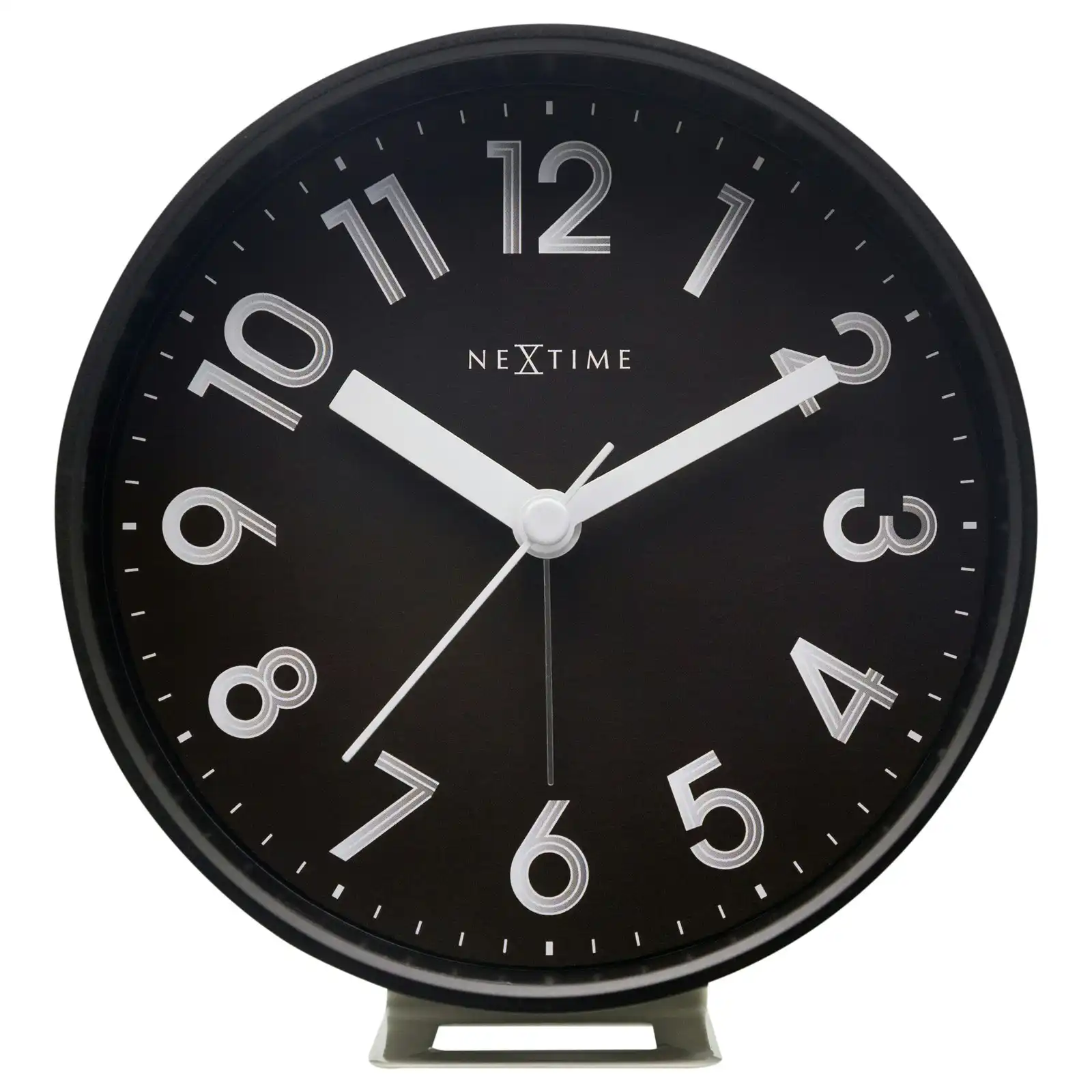 NeXtime Reflect Plastic 12.5x13cm Analogue Desk Alarm Clock w/ Night Light Black