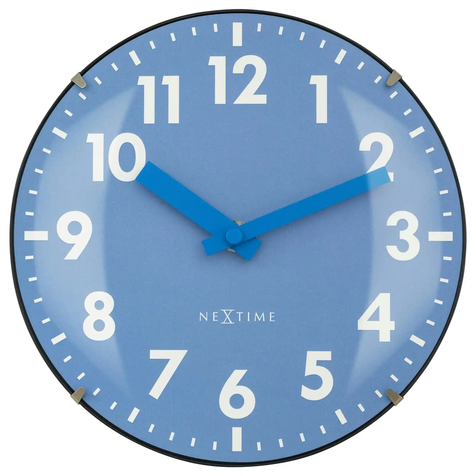 NeXtime Duomo 20cm Mini Table/Bedside Glass Clock Analogue Silent Sweep Blue