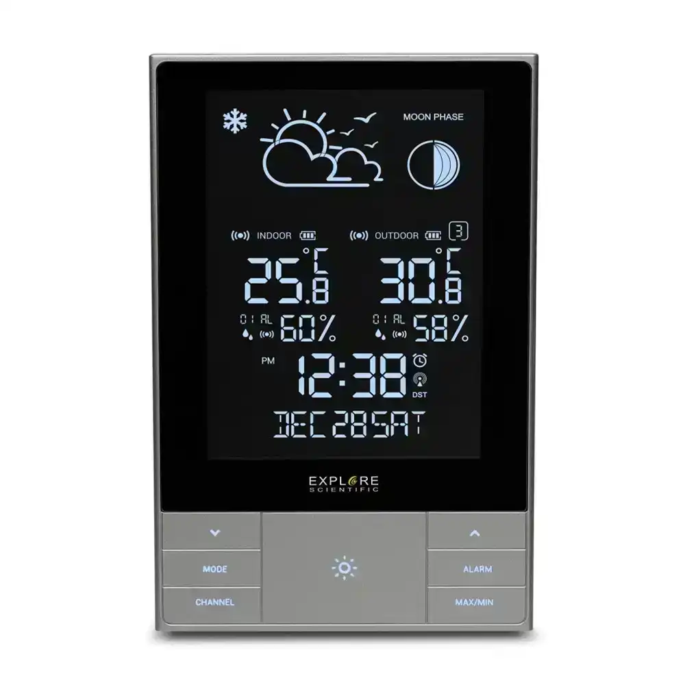 Explore Scientific Crystal Vision Modern LED Touch Key Vertical Weather Station