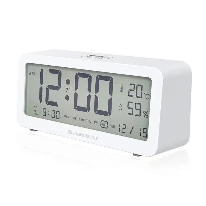Sansai LED LCD Digital 12/24h Alarm/Snooze Clock/Date/Temperature 7" Display