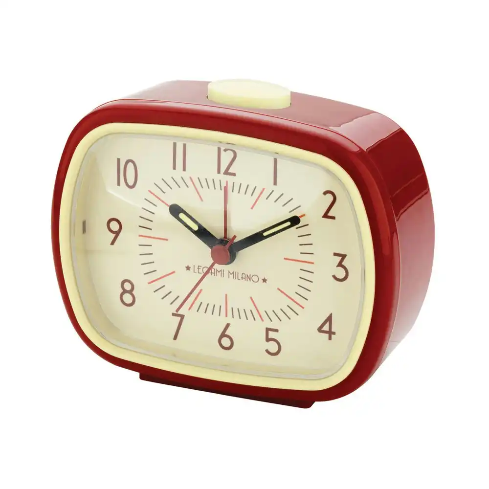 Legami Retro Style Anolog Bedside/Alarm Clock w/Glow In The Dark Hands Red