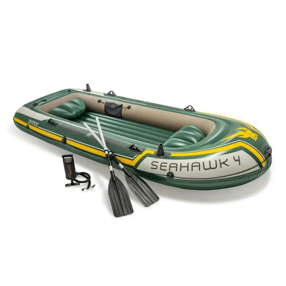 Intex Seahawk 4 350cm Inflatable Fishing Water Boating Set w/ Pump/Paddle Oars