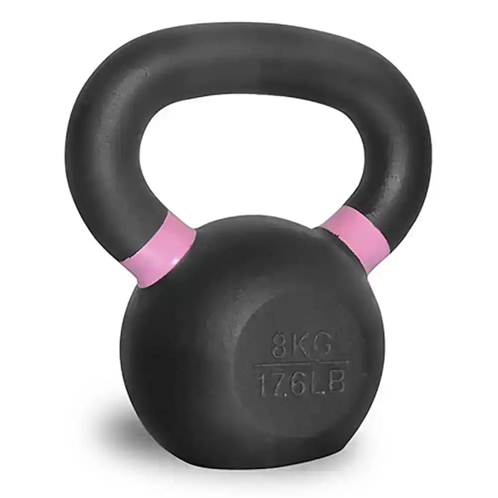 Hacienda 8kg Kettlebell Weight Cast Iron Strength Training Gym Fitness BLK/PNK