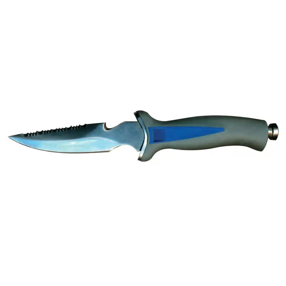 Mirage Dive Elite Stainless Steel Multi Purpose Diving Knife 11.6cm Blade Blue
