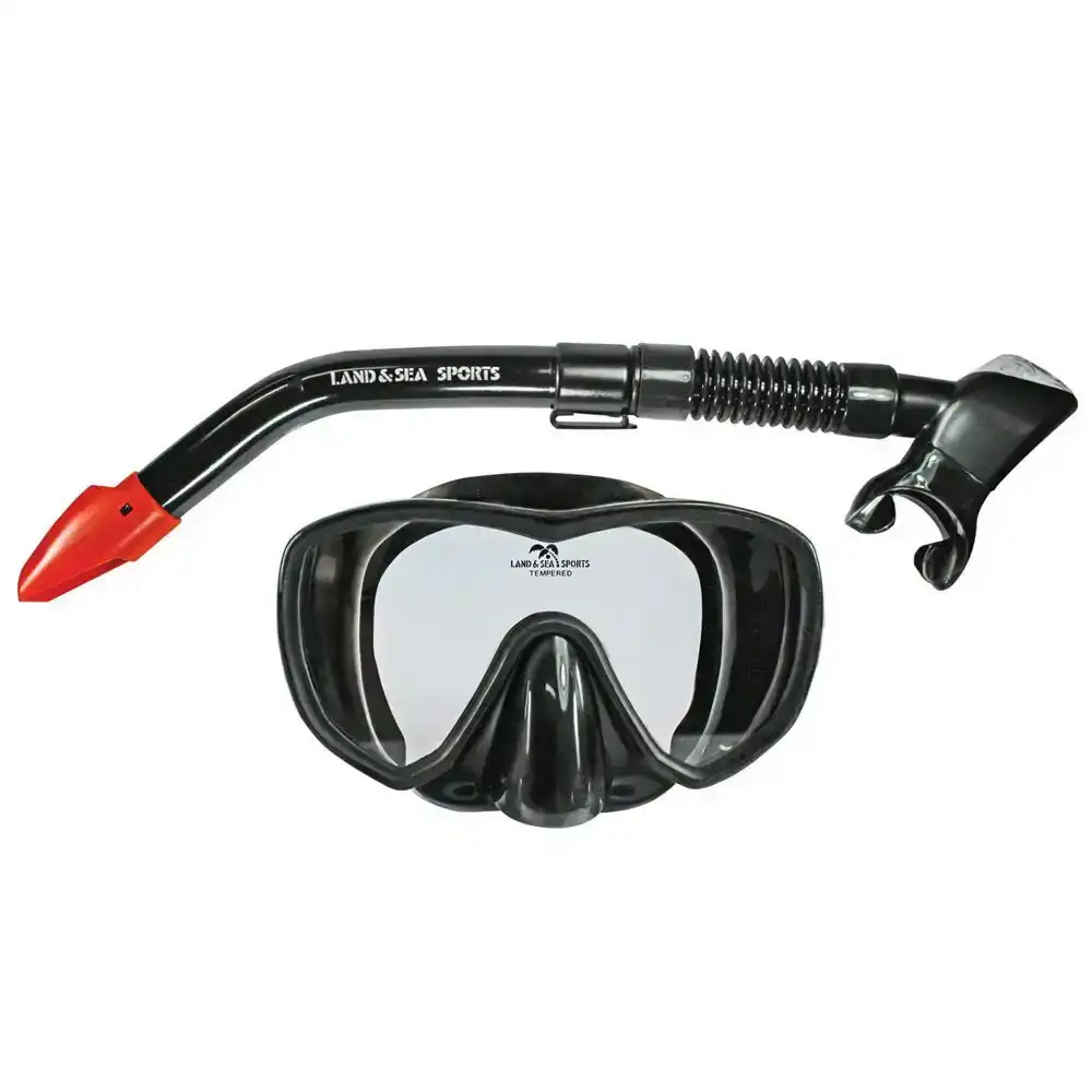 Land & Sea Sports Black Marlin Underwater Adult/Teen Silicone Mask & Snorkel Set