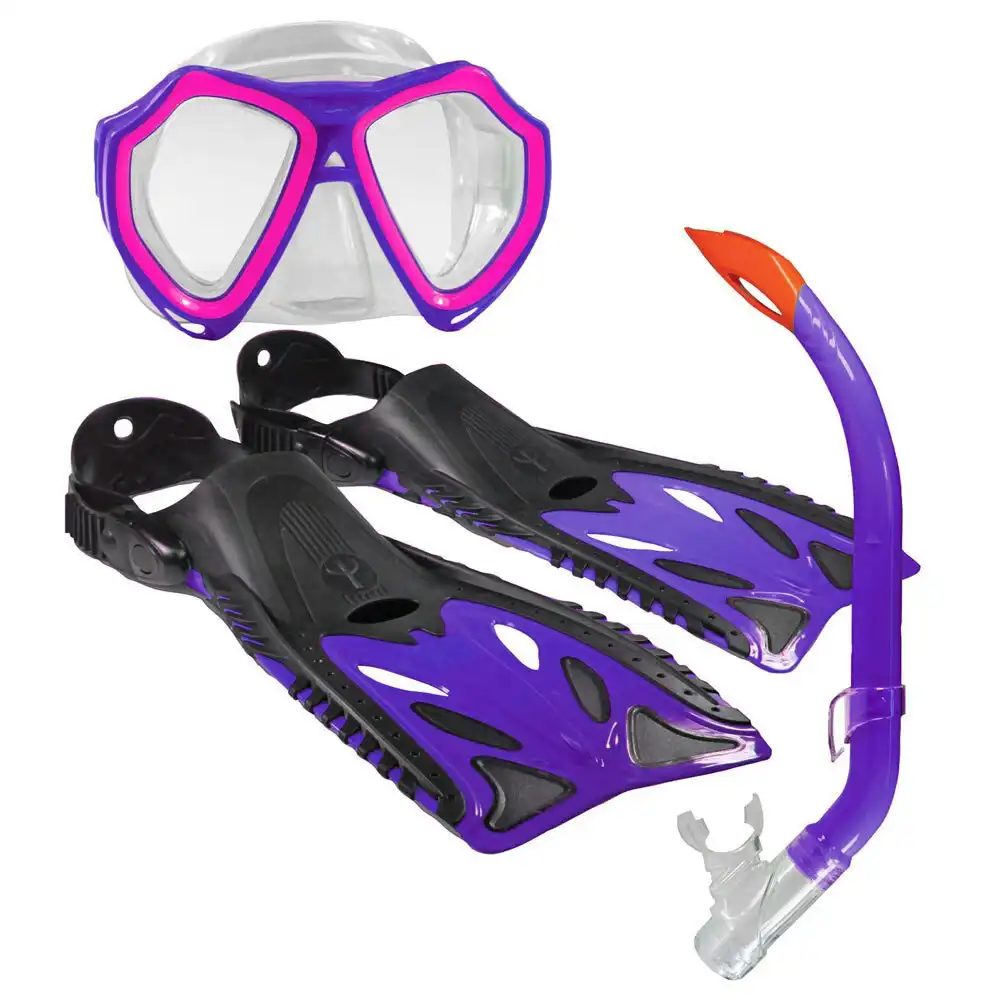 Land & Sea 3-10y Nipper Sea Water Snorkel Set Junior Violet Flipper/Glasses/Fin