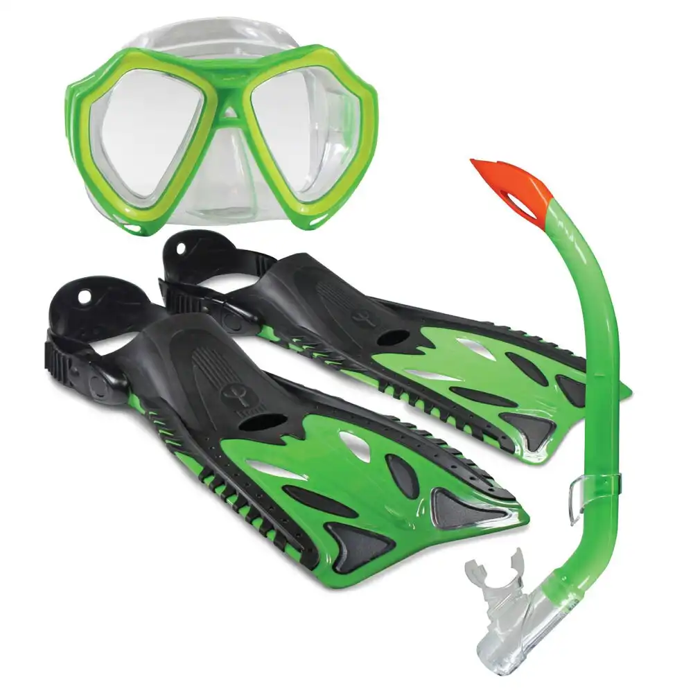 Land & Sea Sports 3-10y Nipper Sea Snorkelling Set Kids Lime Flipper/Glasses/FIn