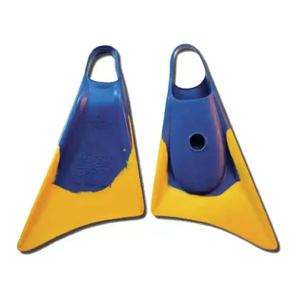 Makapuu Scuba Swimming Fin US 7-8.5 Medium Rubber Training Flippers Blue/Yellow