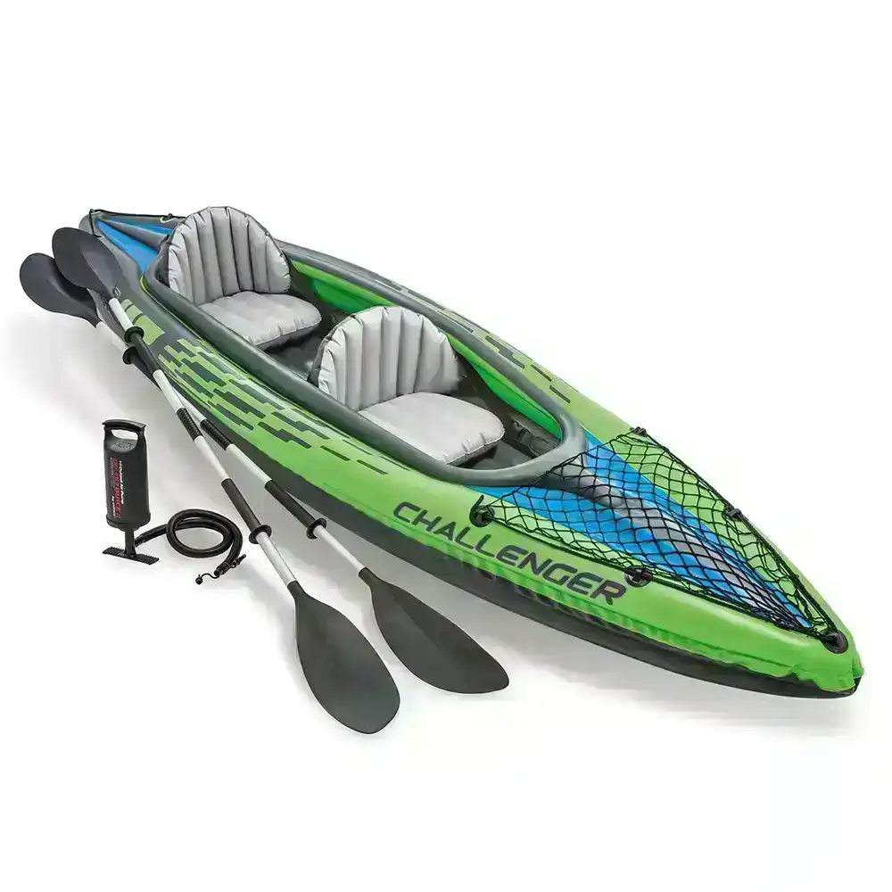 Intex Sports Challenger K2 Inflatable Kayak 2 Seat Floating Boat Oars River/Lake