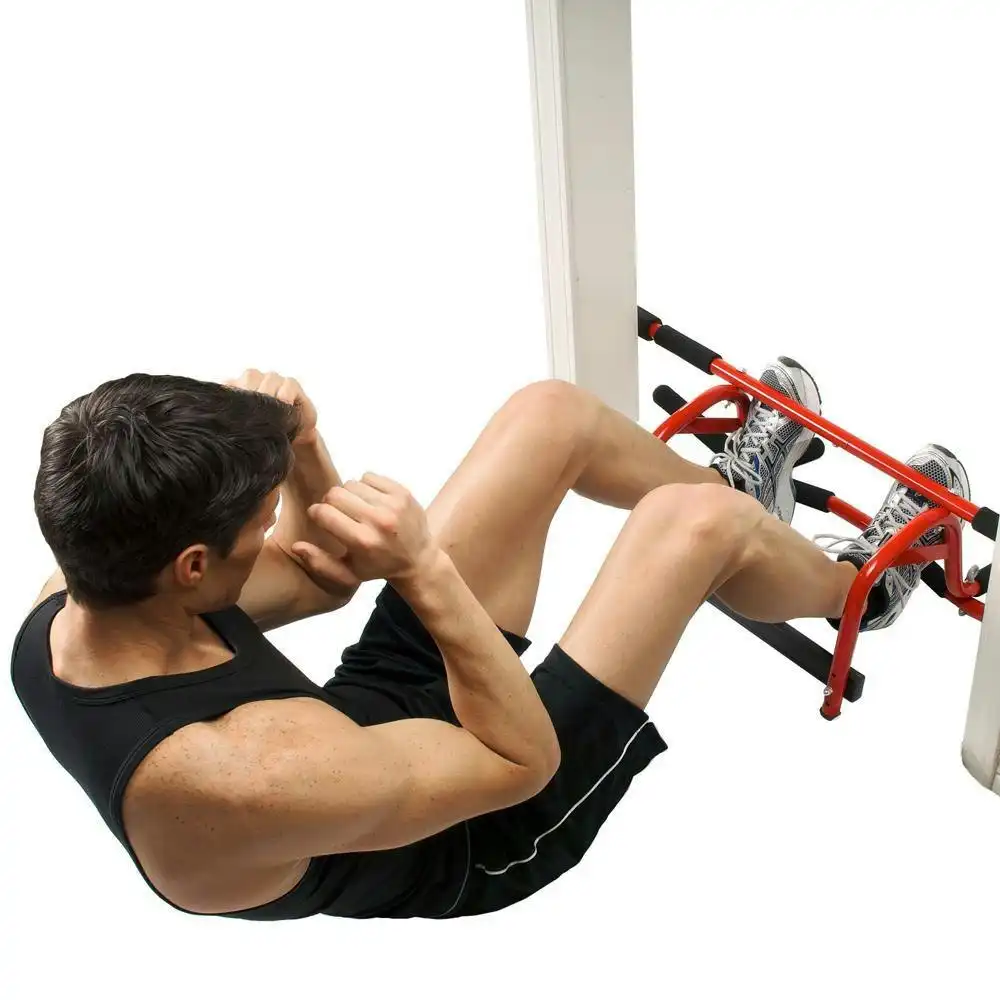 Gofit Elevated 91cm Chin-Ups/Pull-Ups/Push-Ups/Sit-Ups Portable Fitness Bar Red