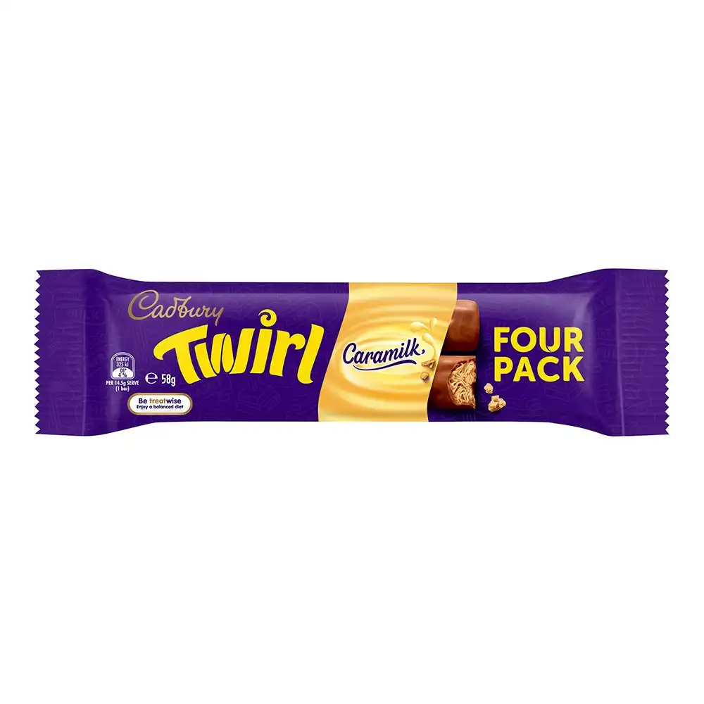 42pc Cadbury Twirl Milk Chocolate 58g Caramilk Sweet Confectionery Choco Bar