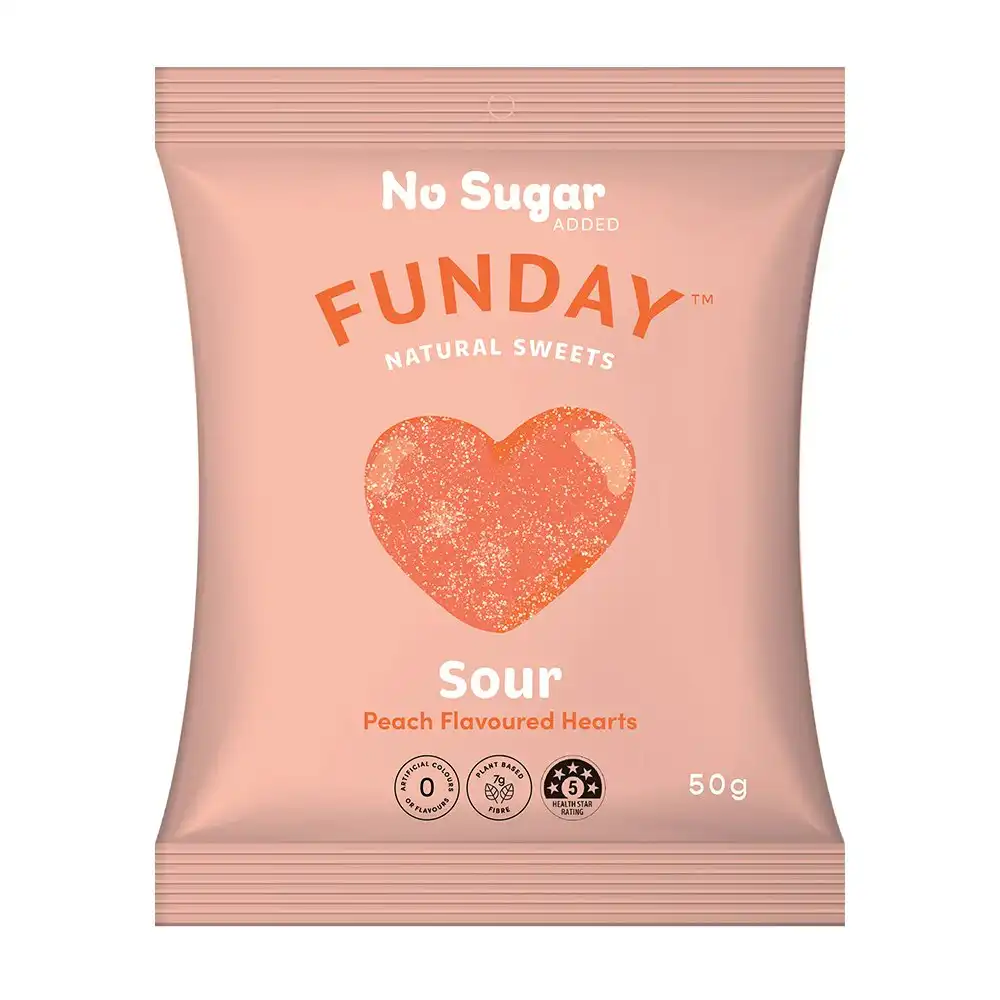 12pk Funday Sour Peach Juicy Flavoured Gummy Lolly/Candy Soft Chews Snack 600g
