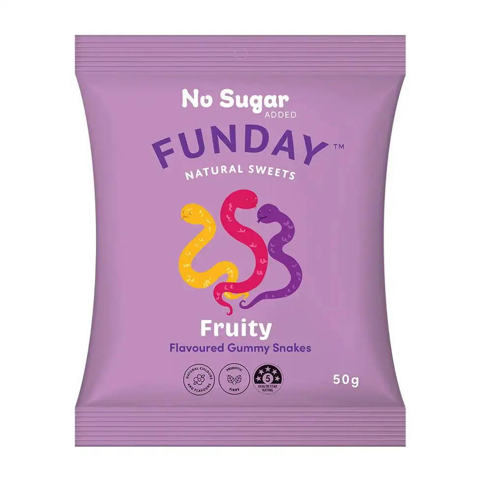 12pk Funday Mixed Fruity Flavoured Gummy Lolly/Candy Soft Chews Snake Mix 600g