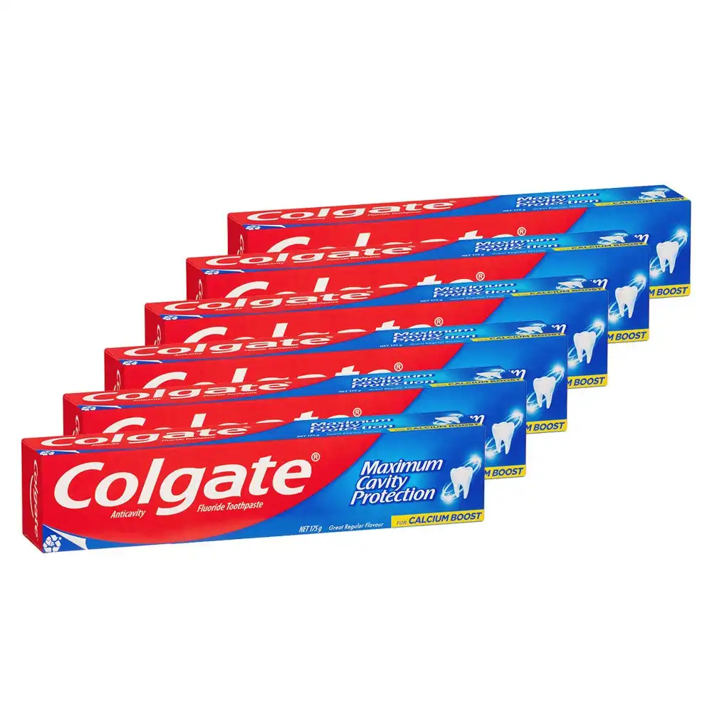 6x Colgate 175g Fluoride Toothpaste Maximum Cavity Protection Regular Flavour