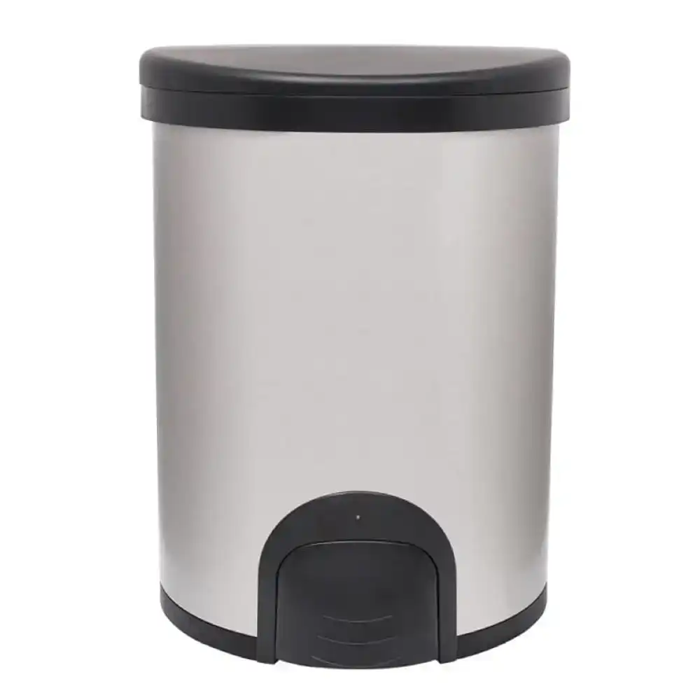 White Magic 12L Smart Bin Toe Tap Rubbish Can Foot Pedal Trash Container Silver