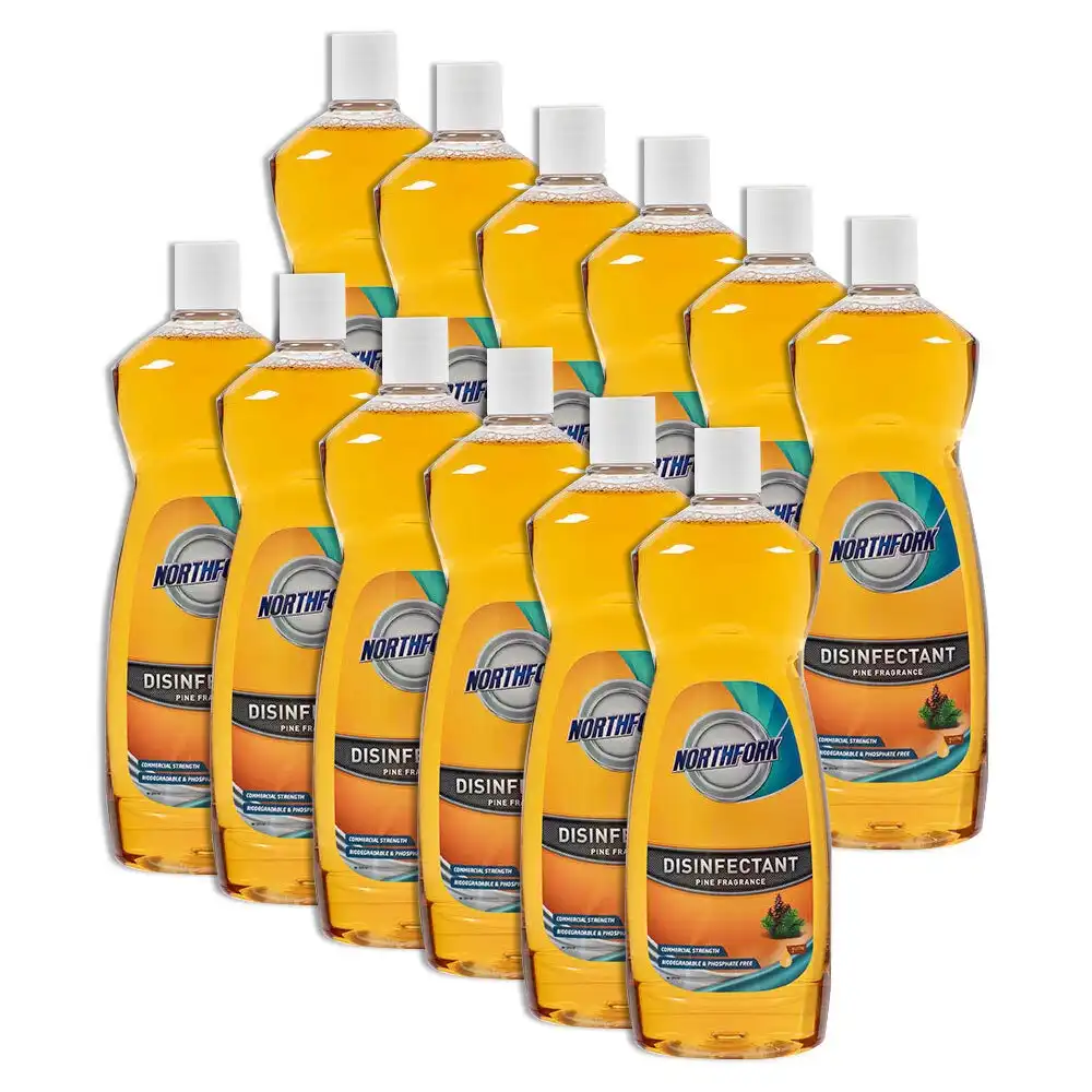 12PK Northfork 1L Pine Disinfectant Liquid Cleaning Soap Commercial Strength