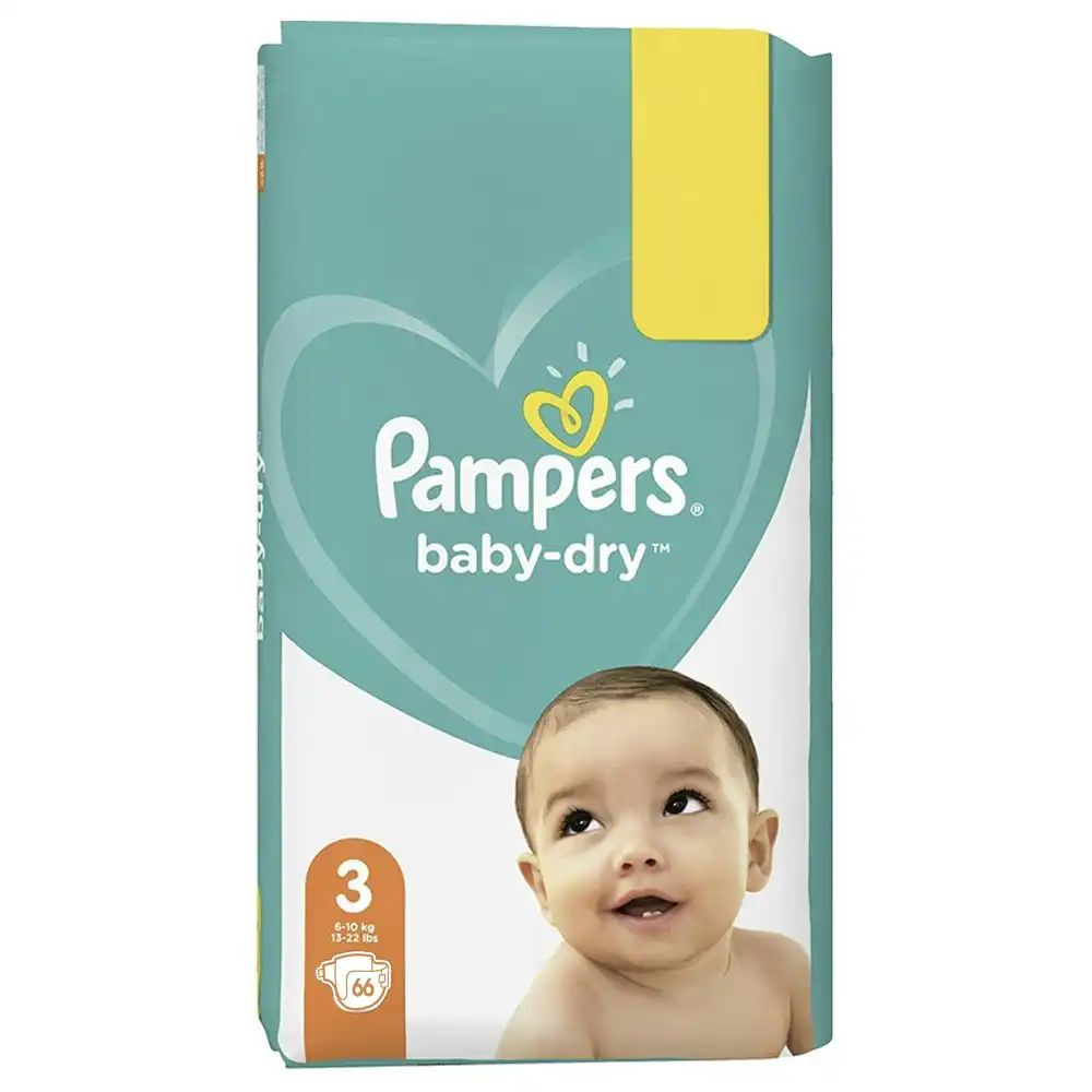 3x 66pc Pampers Baby Dry Overnight 12hr Nappies Unisex Diapers Size 3 6-10kg