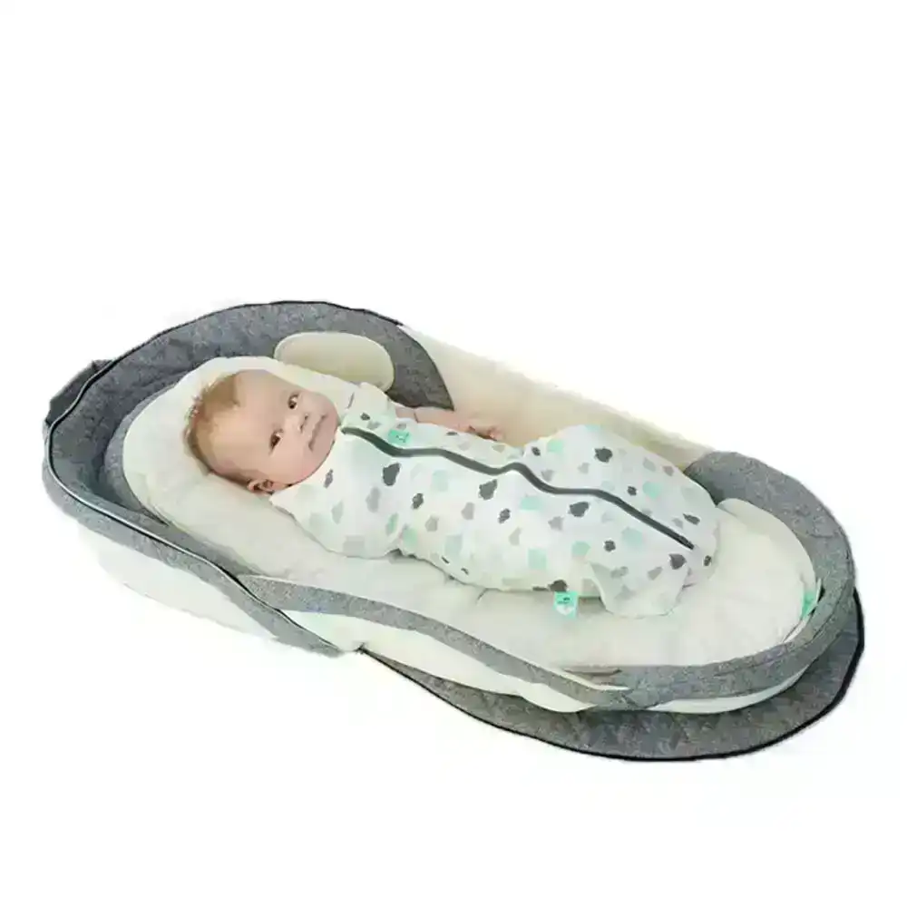 ergoPouch 100cm Baby Foldable Travel/Carry Bed w/ Poly Mattress  Size 0-6m Grey