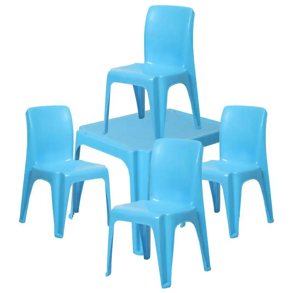 Tuff Play Kids Tinker Table w/ 4x Chairs Furniture Set Indoor/Outdoor 2-6y Aqua