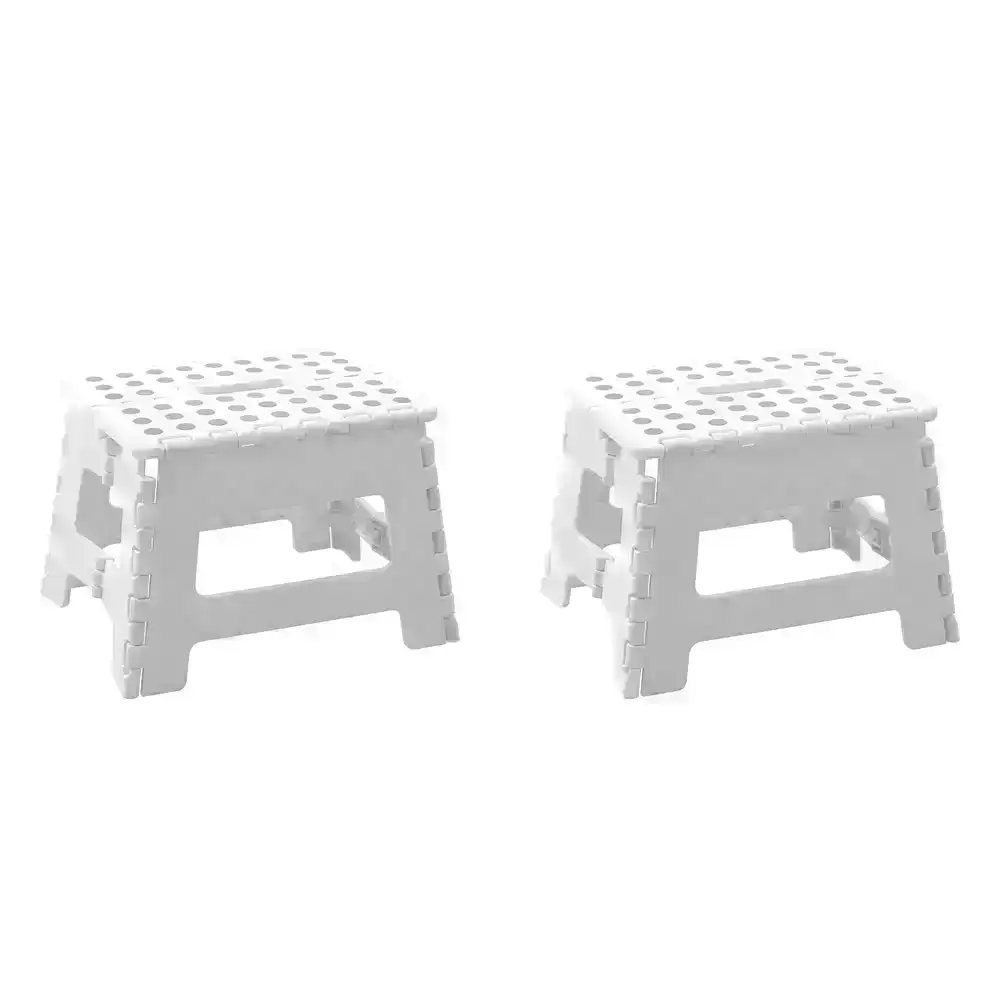 2x Boxsweden Foldaway 29x22cm Step Stool Chair Indoor/Outdoor Seat Small White