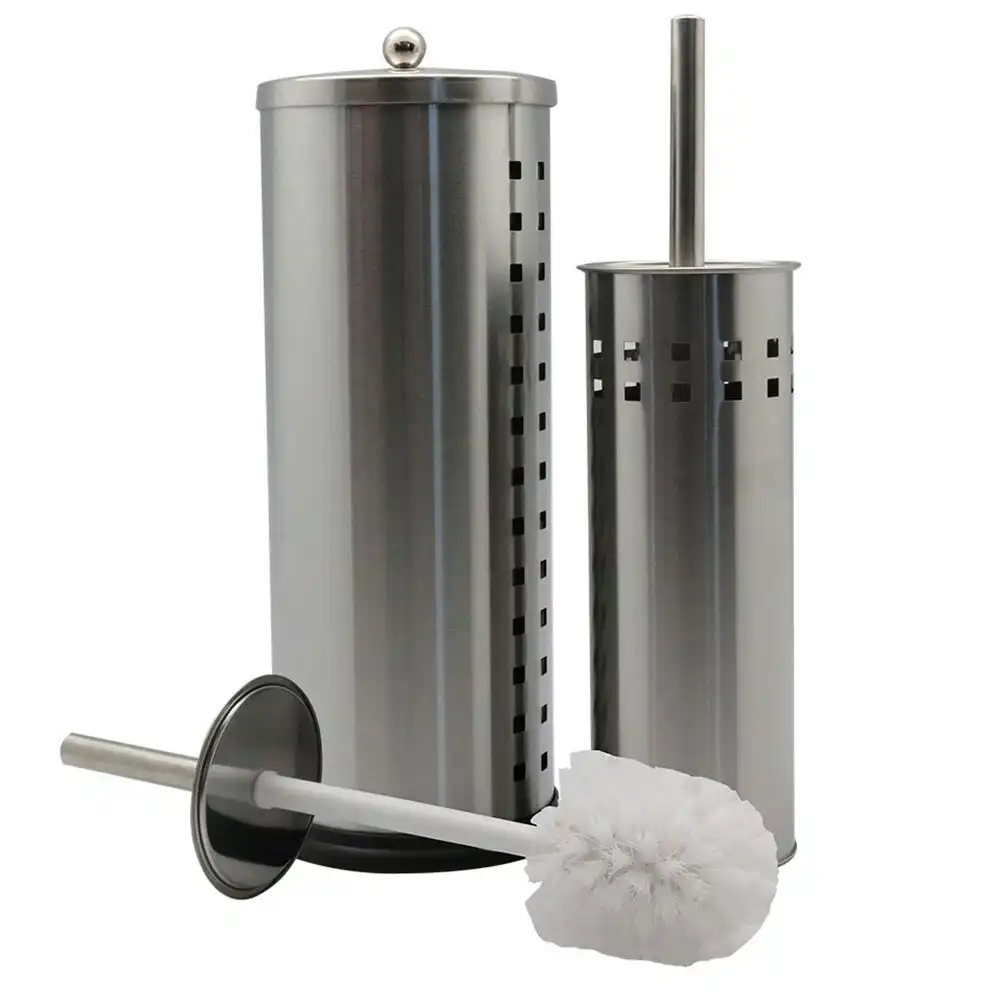 3pc Boxsweden Bathroom/Toilet Roll/Brush Stainless Steel Holder Home/Office Set
