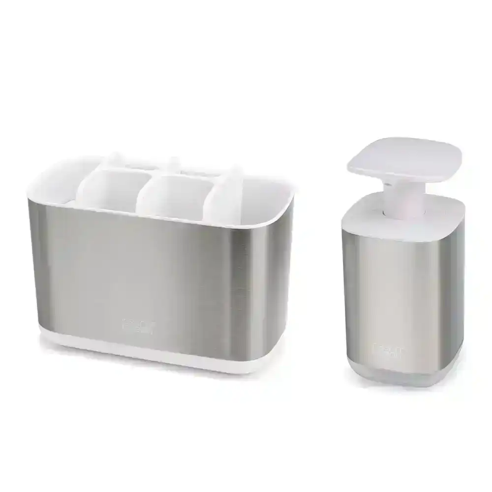 2pc Joseph Joseph Bathroom Beauties Sink 350ml Soap Dispenser/Caddy Storage Set