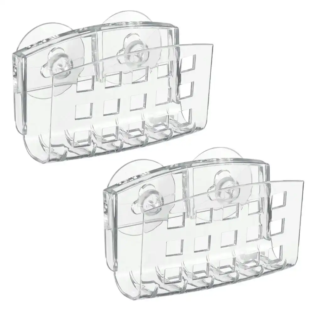 2x Idesign Classic Dual Suction Soap Cradle 10cm Organiser Holder Storage Clear