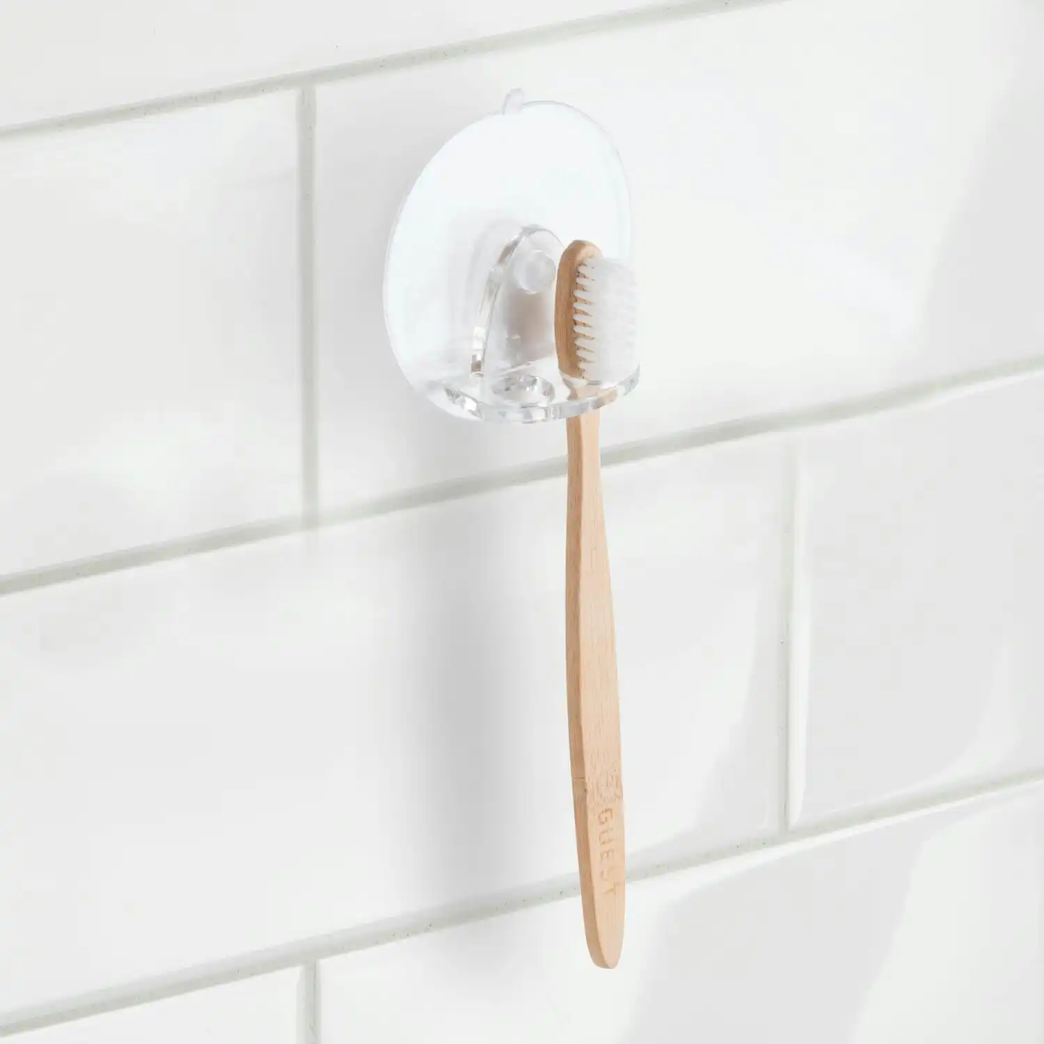 2x Idesign Classic 4.5cm Suction Toothbrush Holder Hanging Organiser Storage CLR
